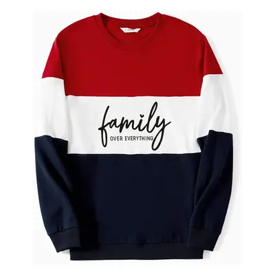 Family Matching Colorblock Letter Print Crew neck Long-sleeve Sweatshirts