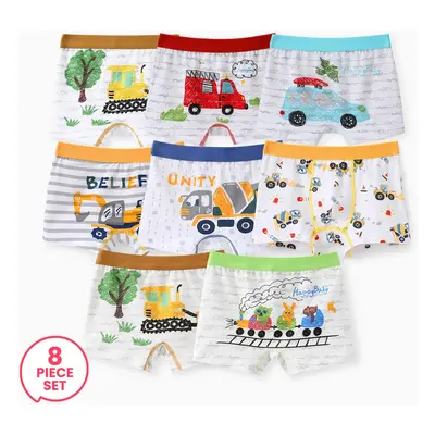 8-Pack Kid Boy Childlike Vehicle Print Underwear