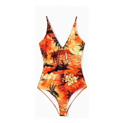 Tropical Hawaiian Swimsuits for Family Matching Swimwear