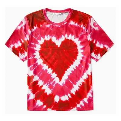 Family Matching Short-sleeve Tie Dye Heart Graphic T-shirts