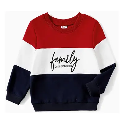 Family Matching Colorblock Letter Print Crew neck Long-sleeve Sweatshirts