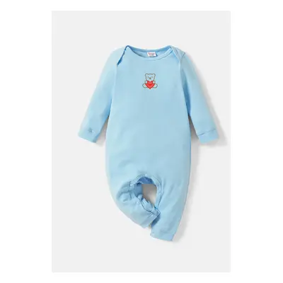 Baby Boy Cotton Bear Temp-Sensing Print Jumpsuit