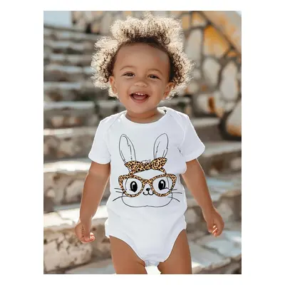 Easter Baby Girl Cotton Rabbit Print Romper