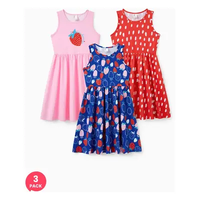 3pcs Toddler Girl Fruit-themed Casual Dresses