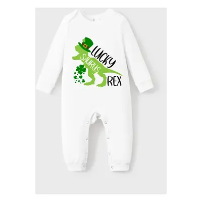 St. Patrick's Day Baby Boy Dino Print Jumpsuit