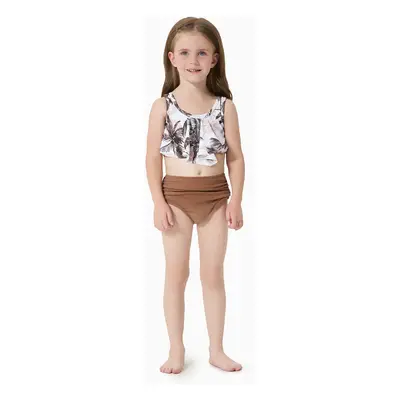 Family Matching Allover Coconut Tree Print Spliced Ruched Two-Piece Swimsuit or Swim Trunks