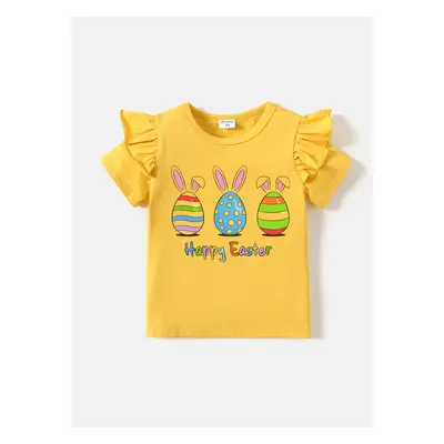 Easter Kid Girl Cotton Rabbit Print Tee