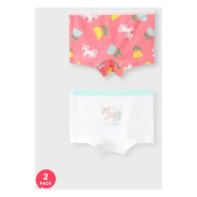 2-Pack Toddler/Kid Girl Animal-themed Cotton Fabric Stitching Underwear