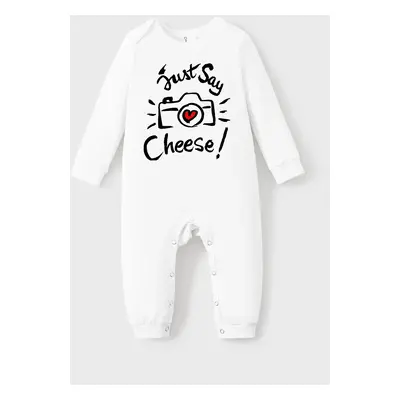 Baby Boy/Girl Cotton Camera & Letter Print Jumpsuit