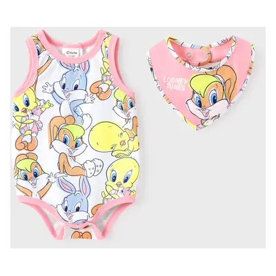 Looney Tunes Baby Boy/Girl 2pcs Character Print Short-sleeve Jumpsuit With Bib Set