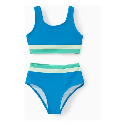 Family Matching Colorblock Swim Trunks or Two-Piece Swimsuit