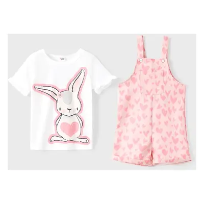 2pcs Toddler Girl Easter Sweet Rabbit Ruffle Set