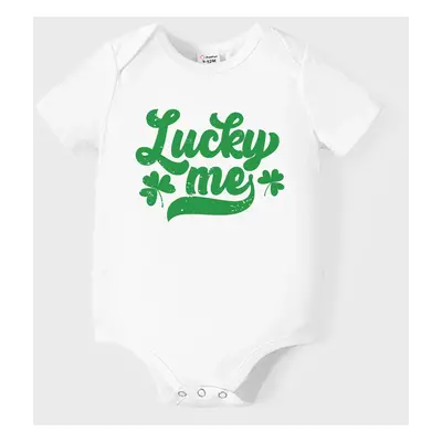 St. Patrick's Day Family Matching Cotton Tee Green Letter Print Short-sleeve Tops