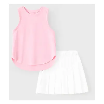 2-Piece Kid Girl Sporty Tank Top and Pleated Skirtleggings Set