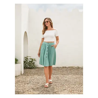 Family Matching Sets Slogan Tee or White Top Mint Green Button Skirt with Pockets Co-ord Sets