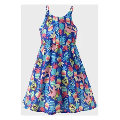 SpongeBob SquarePants Family matching 1pc Character Pineapple Coconut Tree Print Cami Dress/T-sh