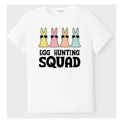 Easter Family Matching Cotton Tee Rabbit Print Short-sleeve Tops