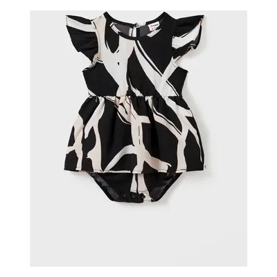 Family Matching Color Block Cotton Tee or Modern Abstract Print Short Sleeve Dress with Waist Be