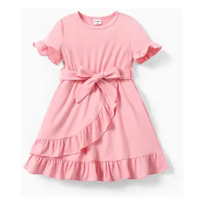 Toddler/Kid Girl Casual Solid/Printed Ruffled Dress