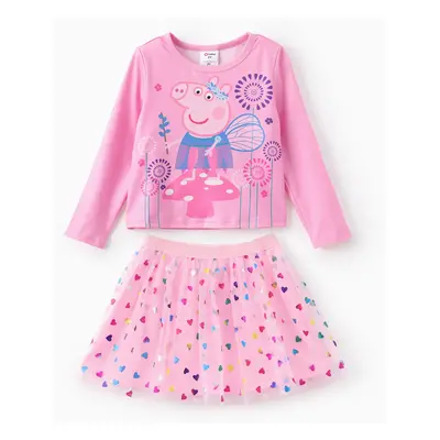 Peppa Pig Toddler Girl 2pcs T-shirt with Sequin Skirt Set