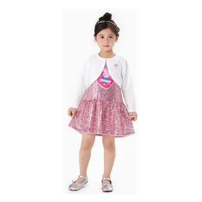 Peppa Pig Toddler Girl 2pcs Sequin Dress with Cropped Open Front Cardigan Set