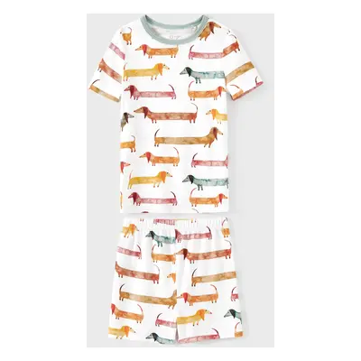 Family Matching Animal-patterned Short-sleeve Bamboo Pajamas Set (Snug-Fitting for Children‘s Si