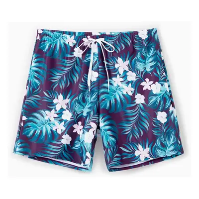 Family Matching Tropical Plants and Floral Print Swim Trunks or Halter two-piece Swimsuit