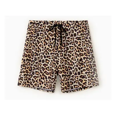 Family Matching Leopard Print Swim Trunks or Halter two-piece Swimsuit for Couple