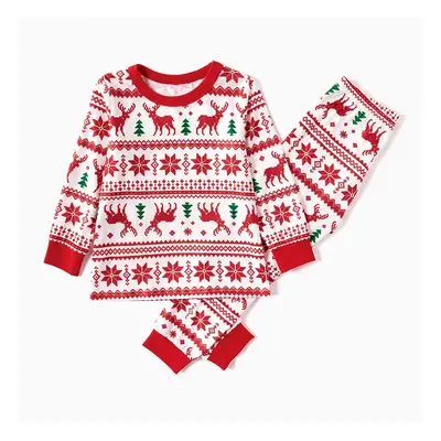 Christmas Reindeer and Snowflake Patterned Family Matching Pajamas Sets