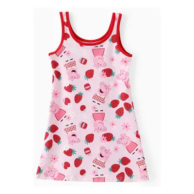 Peppa Pig Toddler Girls 1pc Strawberry Floral Character Print Sleeveless Mini Dress