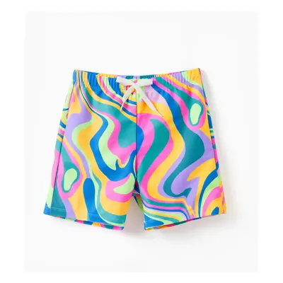 Family Matching Colorful Tie-Dye Print Swim Trunks or Halter two-Piece Bikini