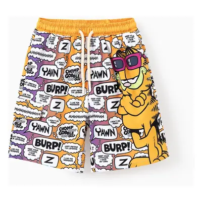 Garfield Kid Boy 1pc Streetwear Graffiti Print Gradient UPF 50+ Swimming Trunks