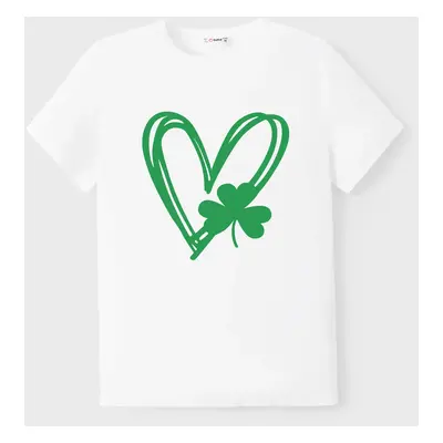 St. Patrick's Day Family Matching Tee Heart-shaped Short-sleeve Tops