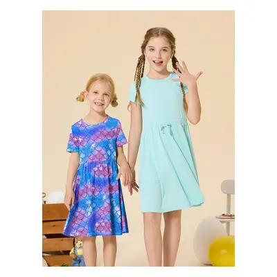 2-Pack Toddler/Kid Girl Printed & Solid Causal Dress