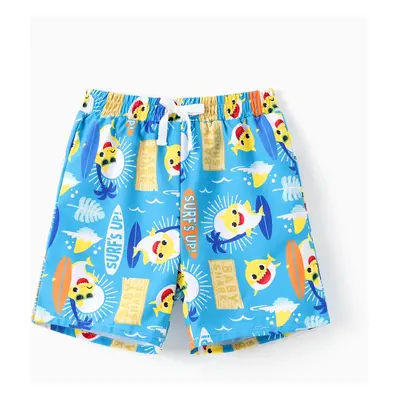 Baby Shark Toddler Boy 1pc Shark Coconut Tree Allover Print UPF 50+ Swimming Trunks