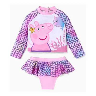 Peppa Pig 2-Piece Toddler Girls Fish Scale Ombre Pattern UPF 50+ Swimsuit Set