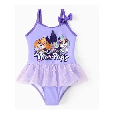 PAW Patrol Toddler Girl 1pc Marshall Skye & Liberty Bowknot Ruffled Sleeveless UPF 50+ Swimsuit