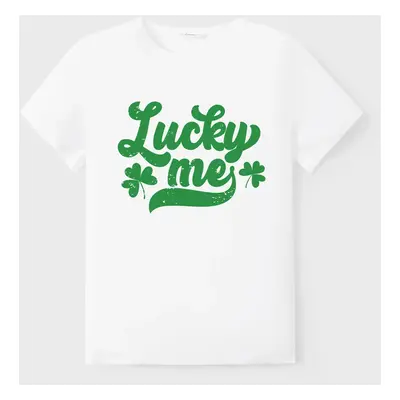 St. Patrick's Day Family Matching Cotton Tee Green Letter Print Short-sleeve Tops