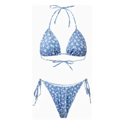 Family Matching Flora Print Swim Trunks or Halter Back Tie Two-piece Swimsuit with Mesh Beach Sk