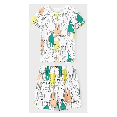 Family Matching Rabbit Print Short-sleeve Bamboo Pajama Set