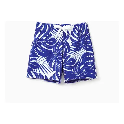 Family Matching Tropical Leaf Print Swim Trunks or Hollow-out Crisscross Straps One-piece Swimsu