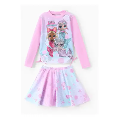 L.O.L. SURPRISE! Toddler/Kid Girl 2pcs Mermaid Gradient Print Drawstring Long-sleeve Top And Ski