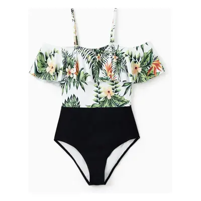 One Piece Plant Printed Family Matching Swimsuit