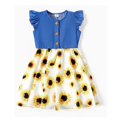 Toddler/Kid Girl Sweet Colorblock Floral Print Dress