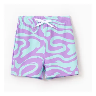 Family Matching Trendy Purple & Blue Wave Print Swim Trunks or Midriff Cutout One-Piece Swimsuit