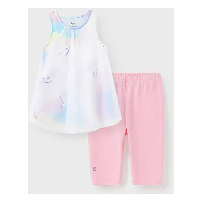 2-Piece Kid Girl Sporty Mesh Tank Top and Leggings Set