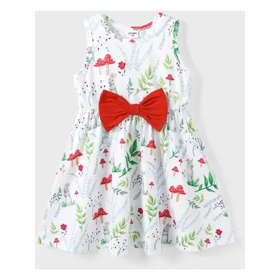 Toddler Girl Floral Print Bowknot Sleeveless Dress