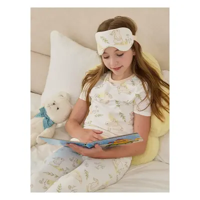 Bamboo Viscose Kid Girl 3pcs Printed Snug-Fitting Pajamas with Eye Mask Set