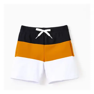 Family Matching Colorblock Swim Trunks Shorts or Cut Out Waist One-Shoulder One-piece Swimsuit