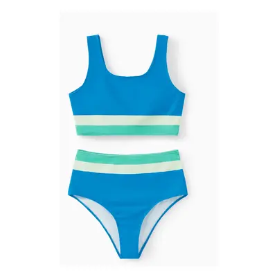 Family Matching Colorblock Swim Trunks or Two-Piece Swimsuit